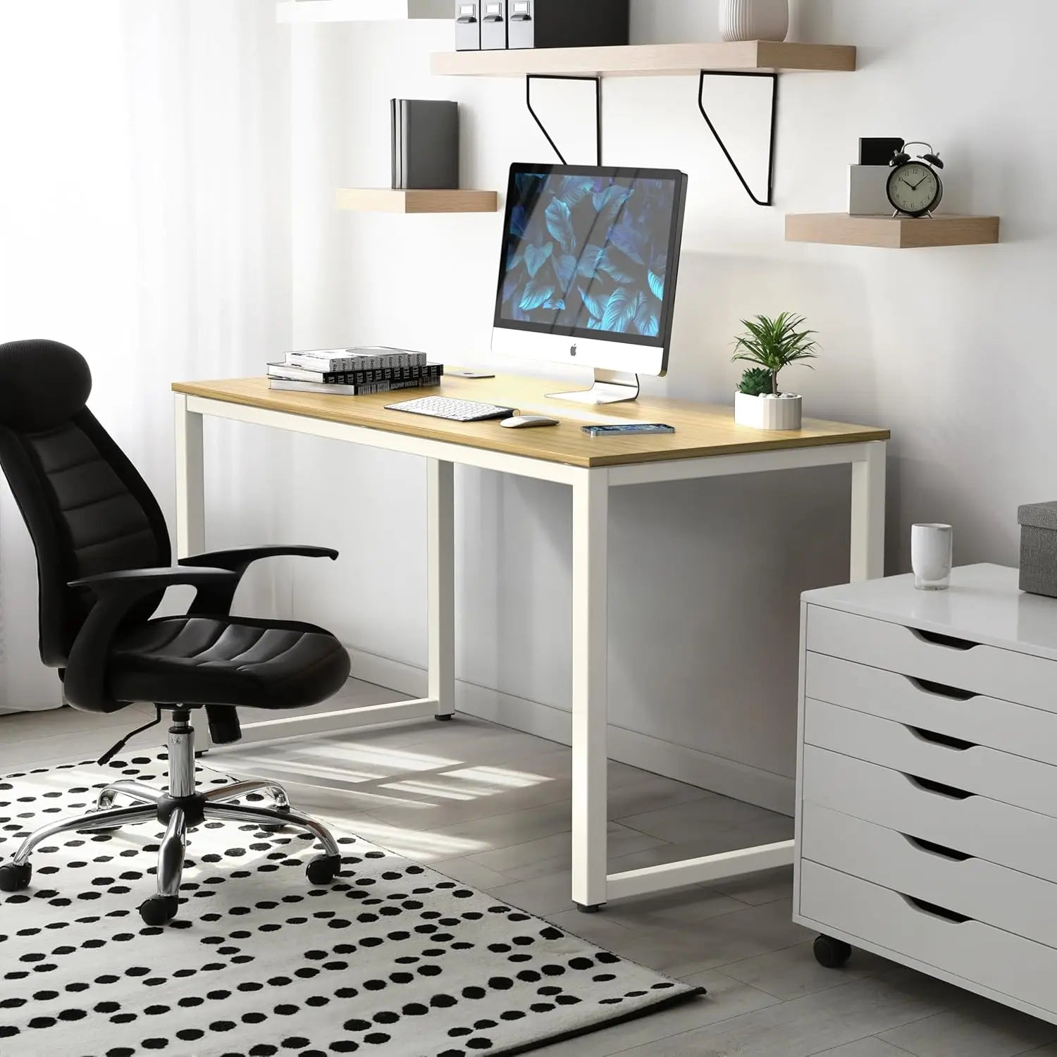 48-Inch Oak Office Computer Desk - Commercial Grade, Spacious Workstation for Business Environments