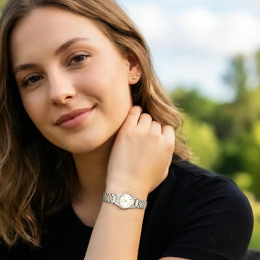 Watches for Women, Dainty Small Round Dial, with Stainless Steel Bracelet Watchband, Waterproof