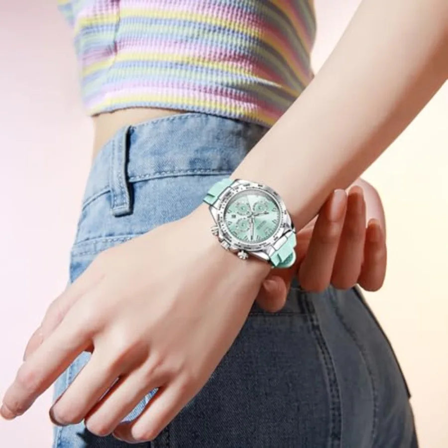 OLEVS Luxury Diamond Small Female Watches - Stainless Steel Bracelet, Waterproof Business Dress Analog Lumius Date Ladies Watch