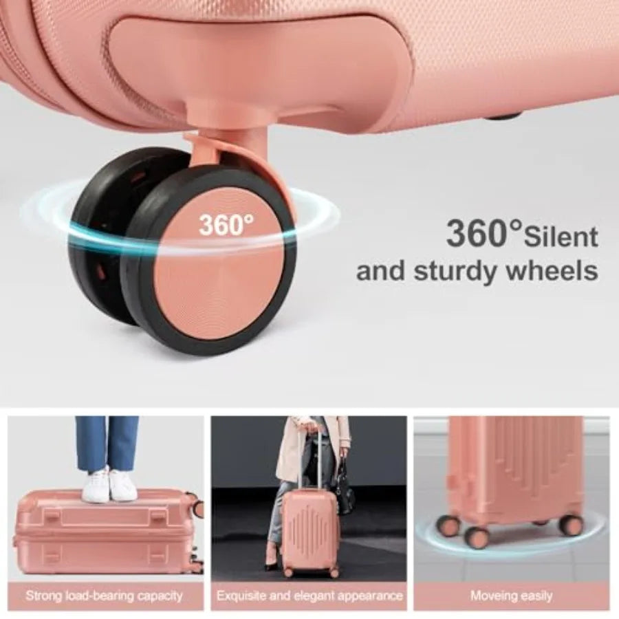 Karl home 3 Piece Luggage Set with TSA Lock Moulded Corner 4 Spinner Wheels ABS Hardside Trolley Travel Case for Carry On Check