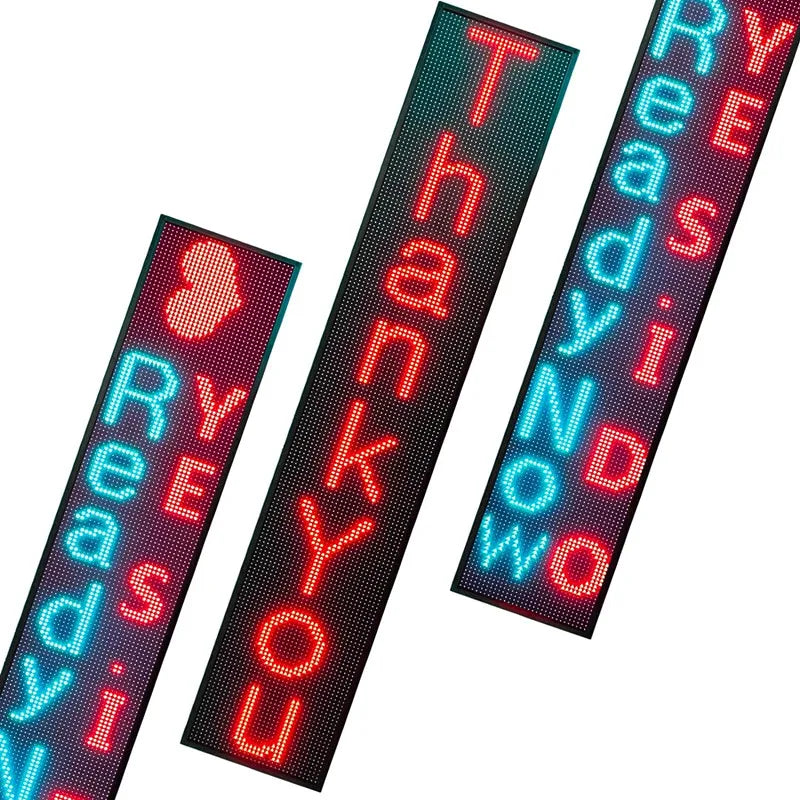 P10 Scrolling LED Sign 77x14in Outdoor Full Color LED Message Display WiFi Control Programmable LED Sign for Business Board