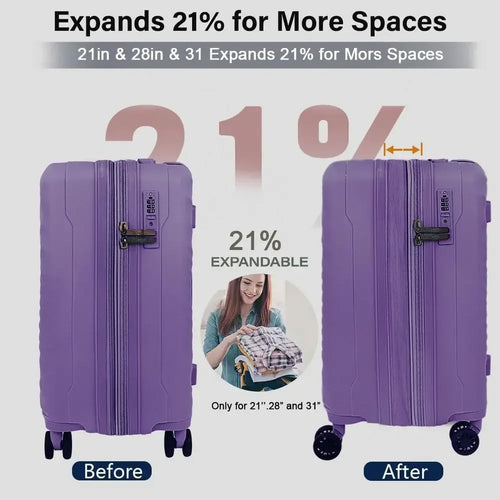 3-Piece Luggage Set: 20/26/30 inches, TSA-Approved Lock, Large Spinner Wheels, Unisex Travel Suitcase