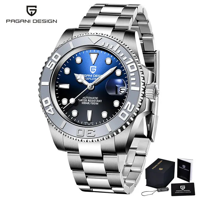 PAGANI DESIGN Classic Luxury Mens Watch Ceramic Ring Mechanical Wristwatch Stainless Steel Waterproof Automatic Watches Men Gift