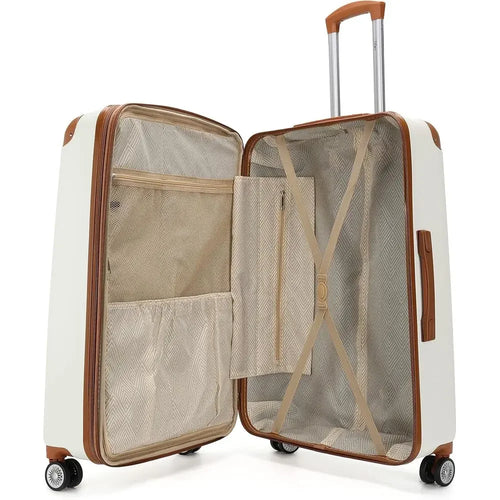 3-Piece Expandable Retro Spinner Luggage Set in White