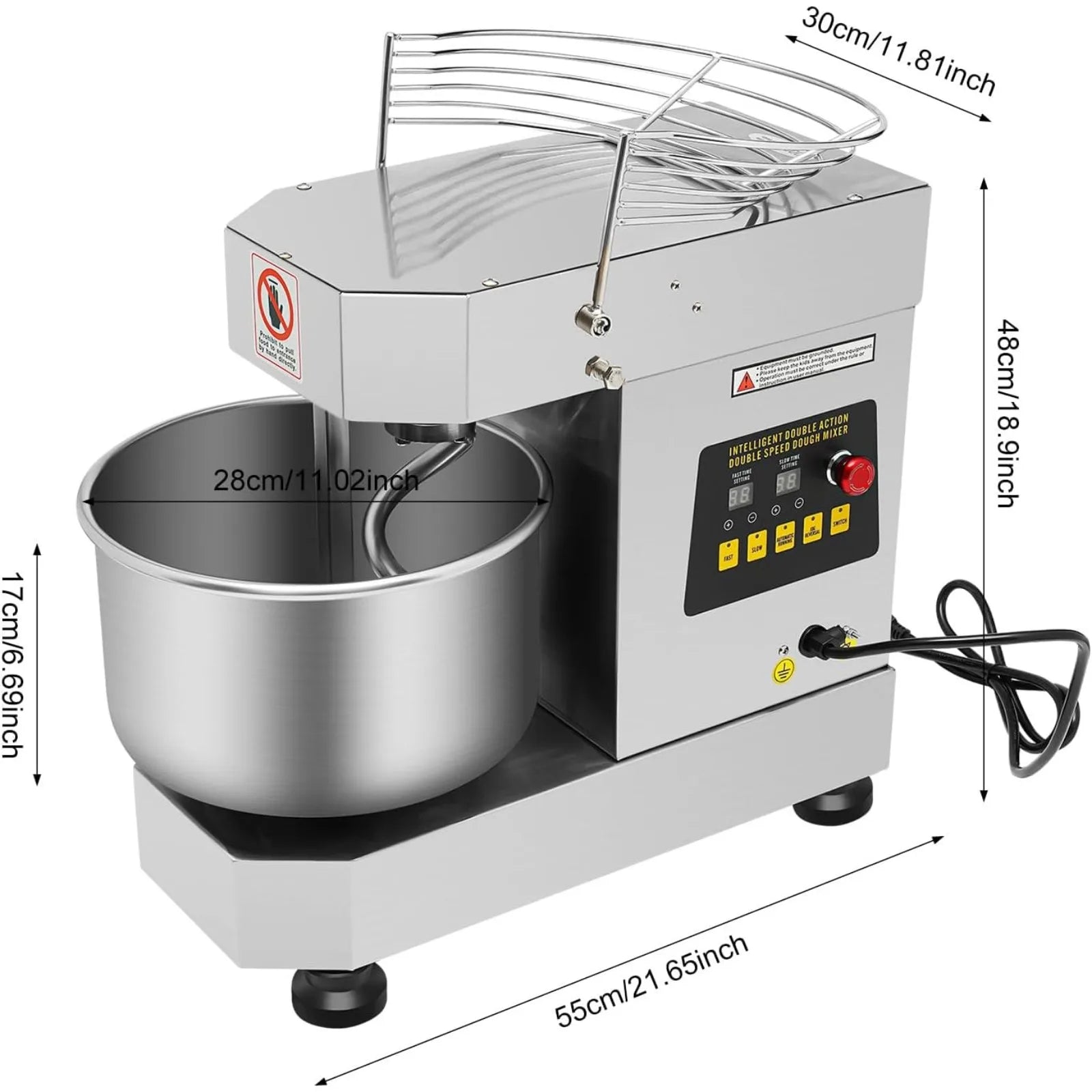 7500W Heavy Duty Electric Food Mixer Commercial Speeds Adjustable Stand Mixer Dough Kneading Machine, 10Qt Commercial Food Mixer