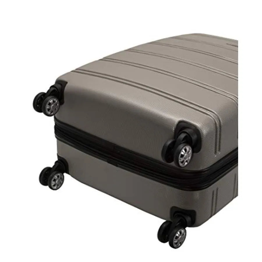 Rockland Melbourne Hardside Expandable Spinner Wheel Luggage Silver 3-Piece Set 20/24/28