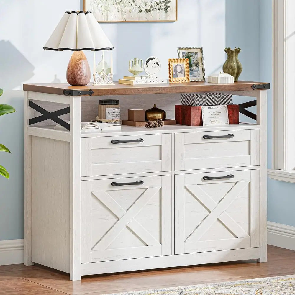 Open Storage Shelving Cabinet for A4 Documents, Home Office Organizer, Printer Stand - White