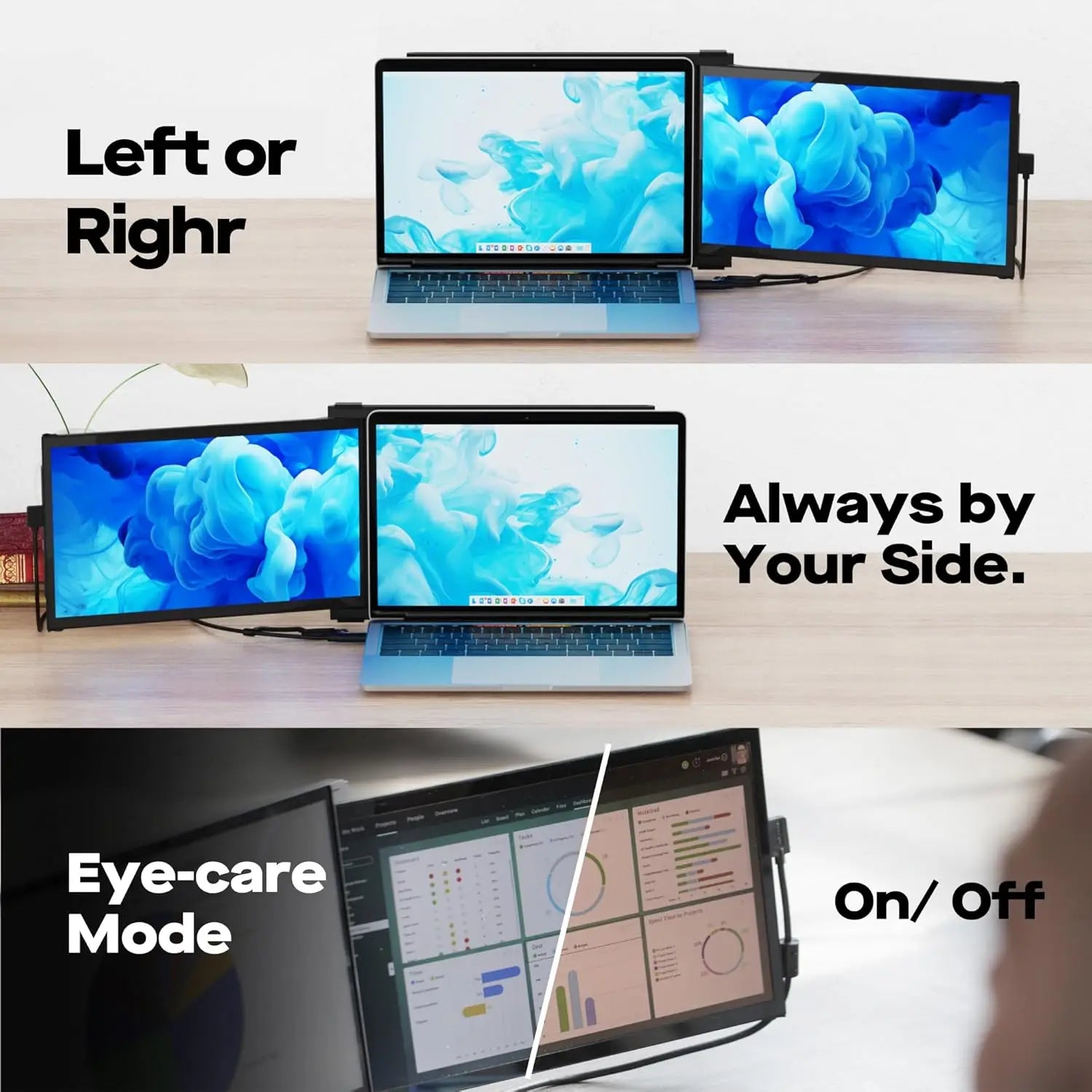 13.3" FHD 1080P Portable Monitor, USB-C/HDMI Plug & Play Laptop Screen Extender, Compatible with Windows/Mac, Ultra-Slim & Lightweight