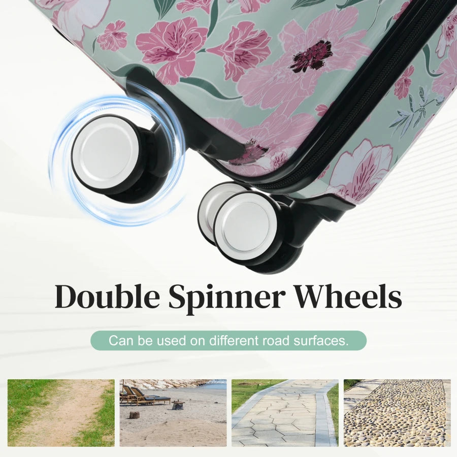 Luggage Sets for Travel: PC Material, Black, Lightweight Durable Hardside 5-Piece Set with Spinner Wheels and TSA Lock