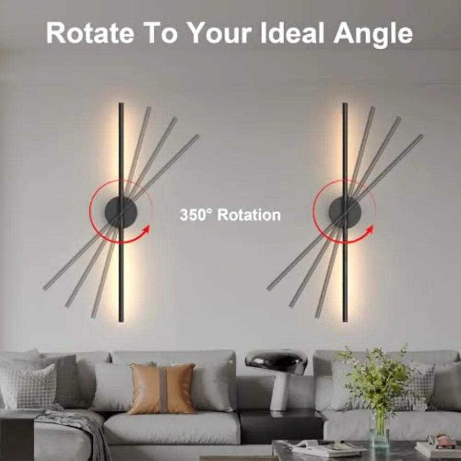 Battery Operated Wall Sconces Set of Two Rechargeable Wall Lights with Remote Control Dimmable 3000K-6000K LED Wall Lamp 360°Ro