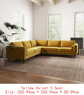 Amber Yellow Velvet Corner Sectional SofaNew Title: "Velvet Corner Sectional Sofa in Amber Yellow - Comfortable and Stylish