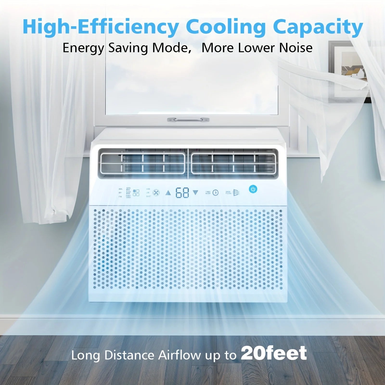 12, 000 BTU ASHARE U Shaped Air Conditioners Window Unit with Remote Control, Cool/ Dehumidifier/ Fan, Energy Saving, 3 Speed Co