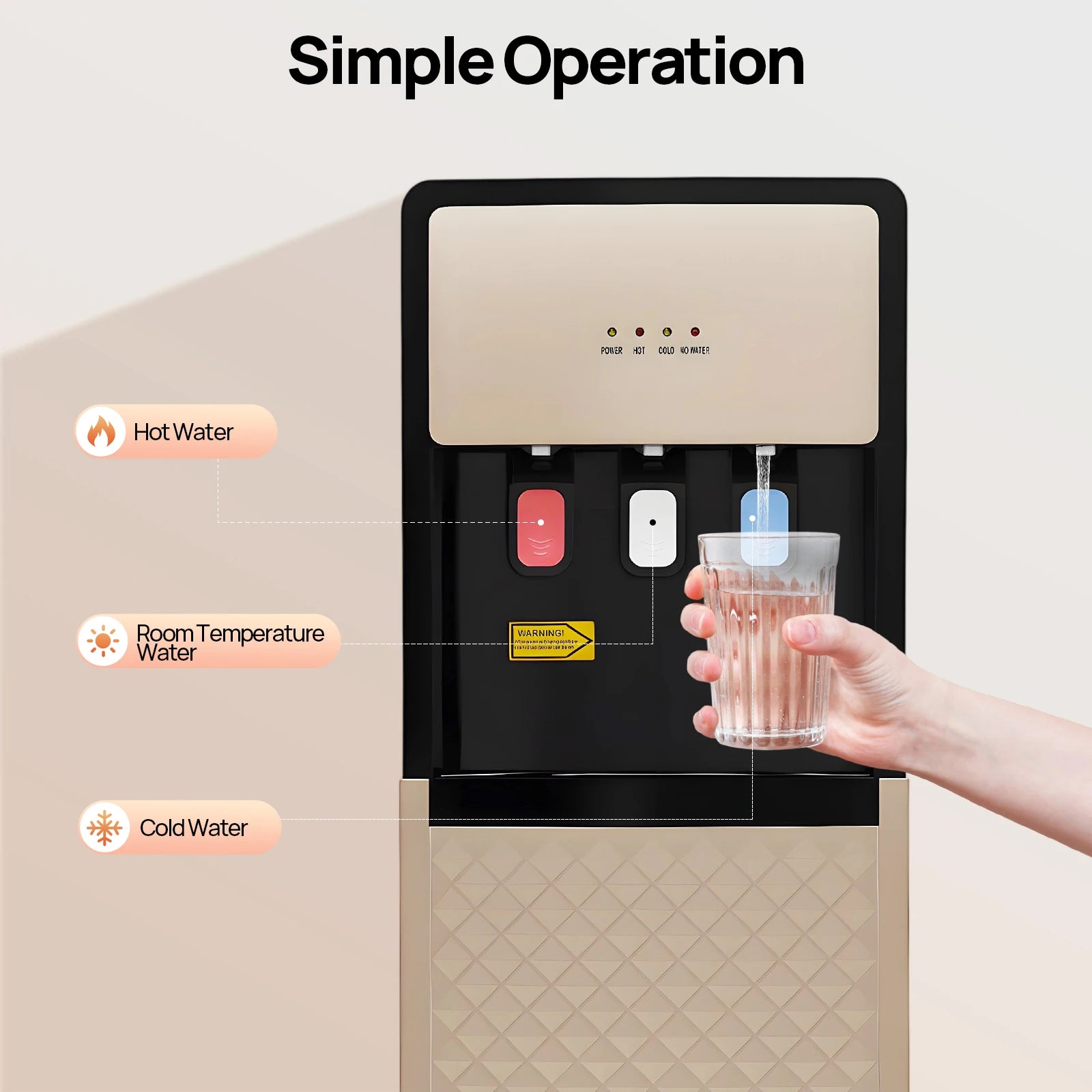 Modern Bottom Loading Hot/Cold Water Dispenser, Energy-Saving Triple Temp Dispenser, Easy Bottle Change for Home Office Kitchen