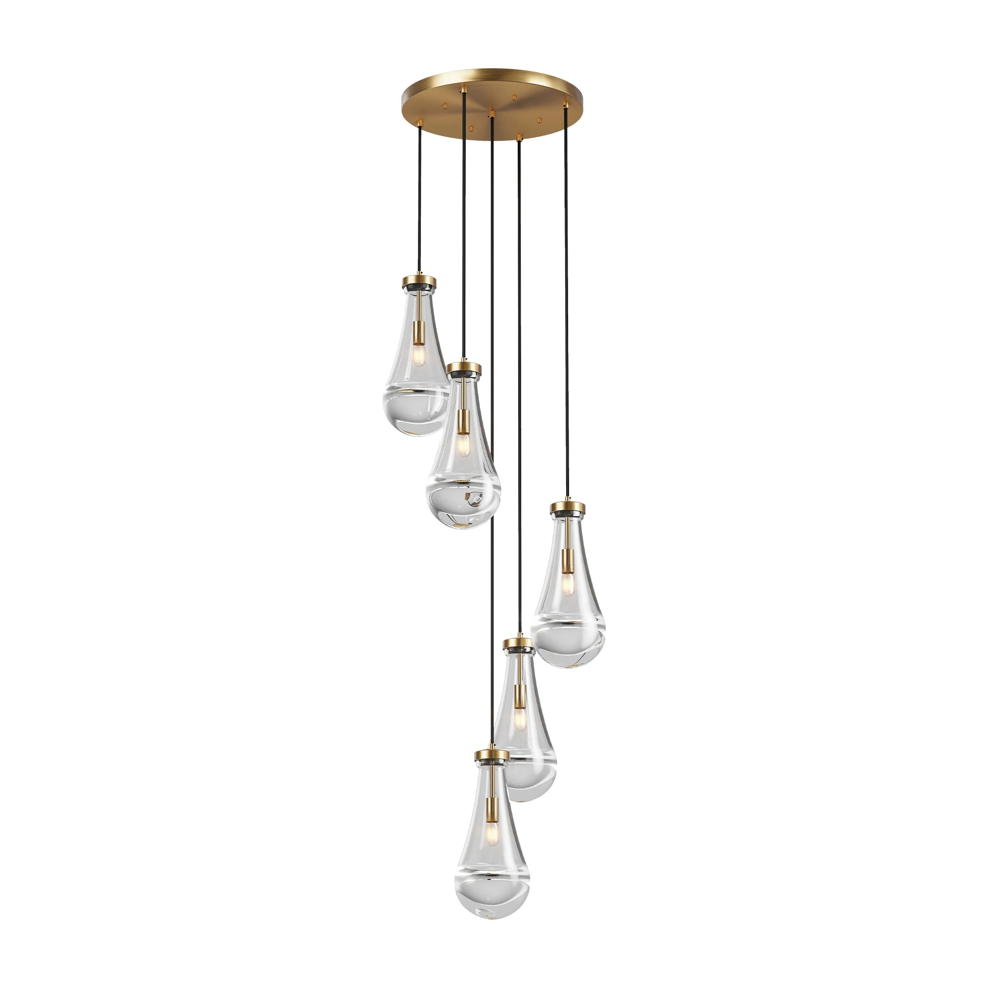 5 Light Cluster Pendant Lights, Black High Ceiling Chandeliers Adjustable, Living Room Pendant Light, Foyer Chandeliers