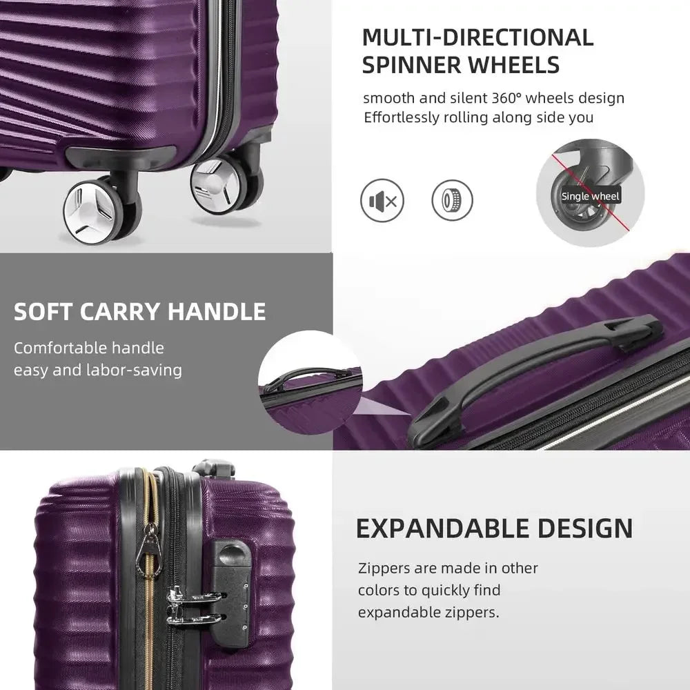 5-Piece Hard Shell Expandable Luggage Set with Spinner Wheels, Lightweight Travel Suitcases for Men and Women (14/18/20/24/28 in