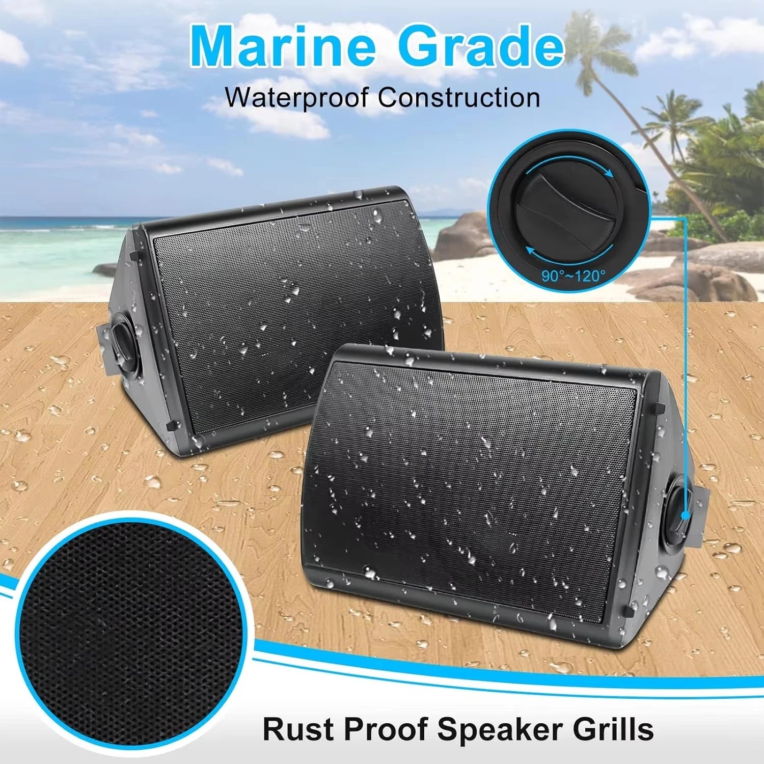 Herdio 6.5 Inch Outdoor Bluetooth Speaker 400W Waterproof Weather Resistant for Patio Garage Home Indoor Outdoor