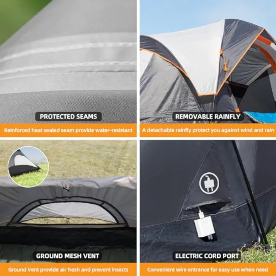 Tent for Family Camping Quick Setup, Instant Pop Up Dome Tents Outdoor 6 Person, with Water-Resistant Rainfly and Mesh Roofs & D