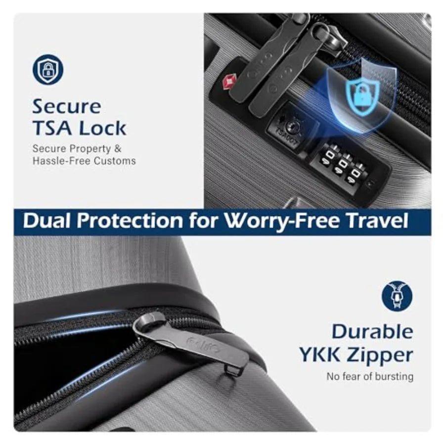 Expandable Large Checked Luggage Hardside PC+ABS Suitcase with TSA Lock Lightweight Rolling Carry On with Spinner Wheels for Tr