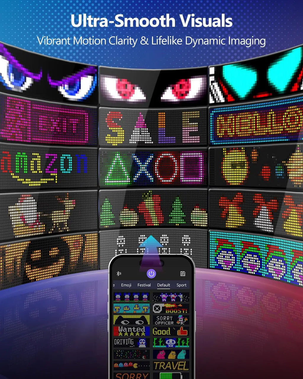 Programmable LED Devil Eyes for Semi Trucks Windshield - 58in x 8in, Upgraded Chip, Synchronized Screens