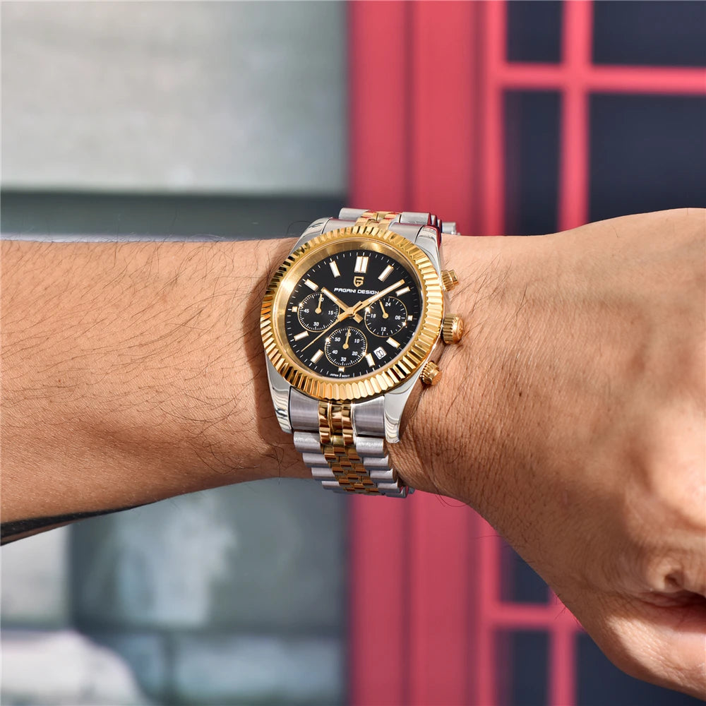 2025 New PAGANI DESIGN Men's Sports Quartz Watches Top VD53 Sapphire Stainless Steel 5Bar Waterproof Clock Chronograph