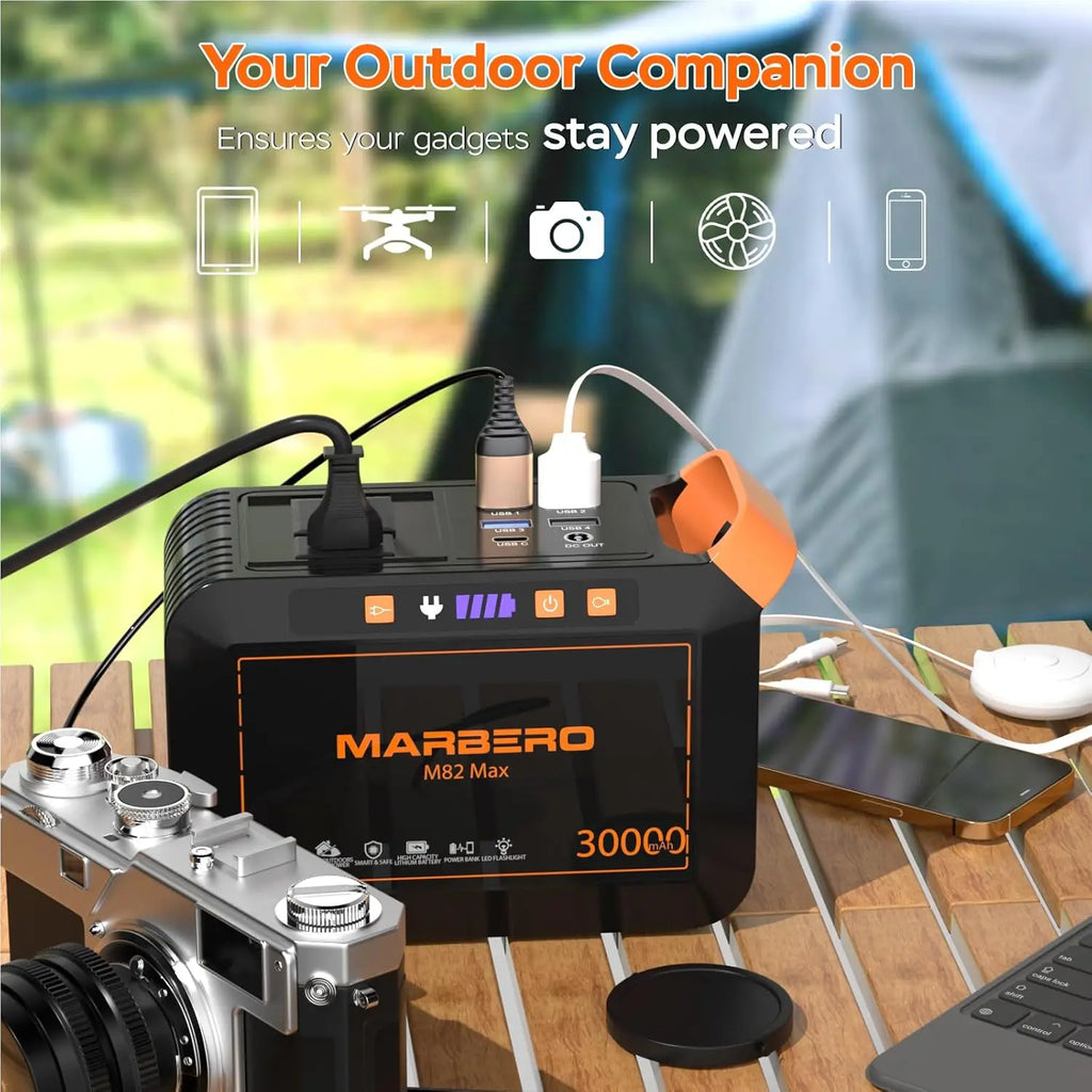 111Wh Portable Solar Generator with 30W Panel & AC Outlet, Ideal for Camping, Outdoor Adventures, and Emergency Power