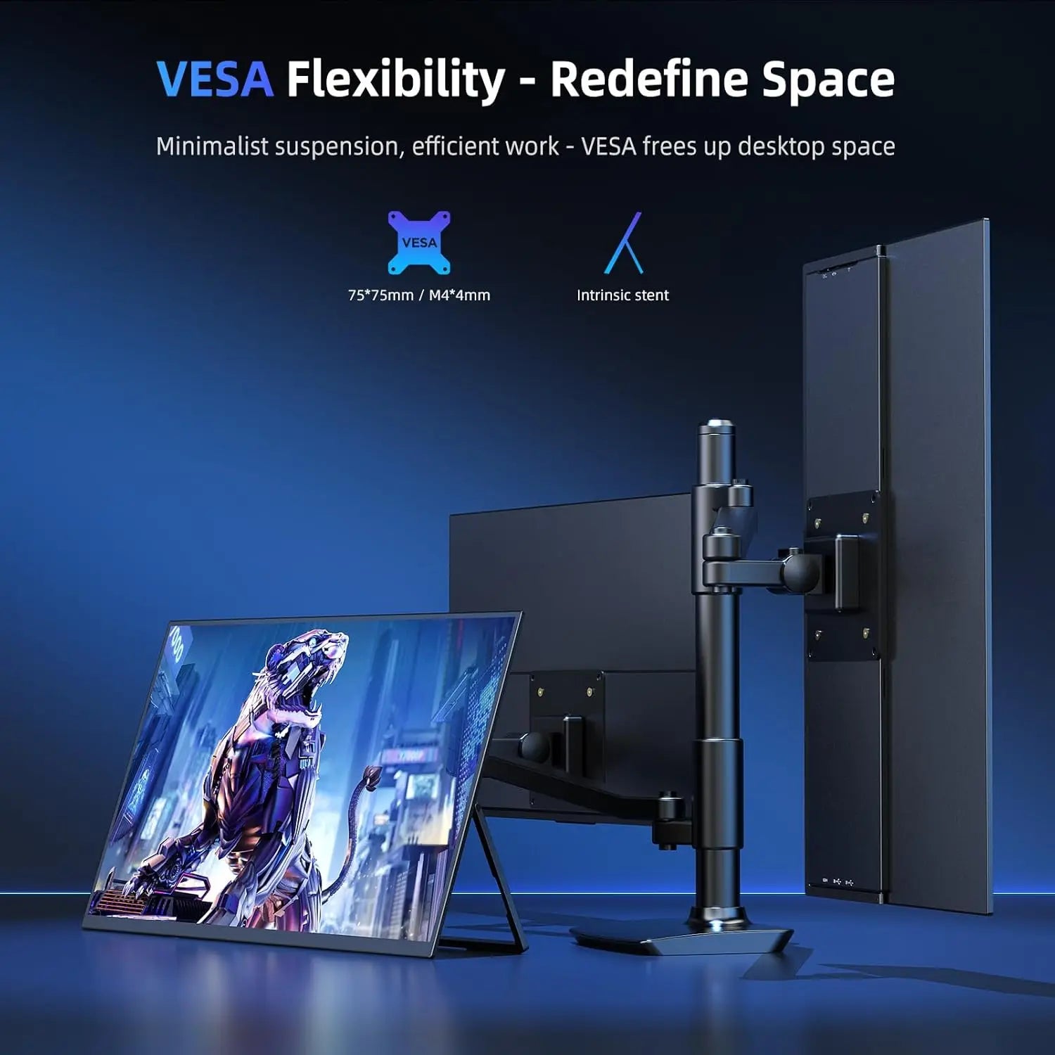 18.5" 120Hz 1ms Gaming Monitor, 125% sRGB, FreeSync, HDR, 350Nits, USB-C, Mini HDMI, VESA, Portable External Screen for Laptop