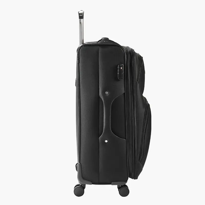 Softside Expandable Luggage with Spinner Wheels, 28-Inch Softside Checked Large Luggage, Lightweight Checked Suitcase with Expandable Zippered Pocket and TSA Lock, Black