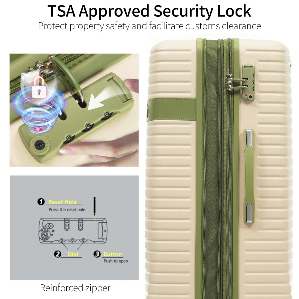 Suitcase Set, ABS Hard Shell Lightweight Expandable Travel Luggage with 4 Packing Cubes, TSA Lock, Spinner Wheels (16/20/24/28)
