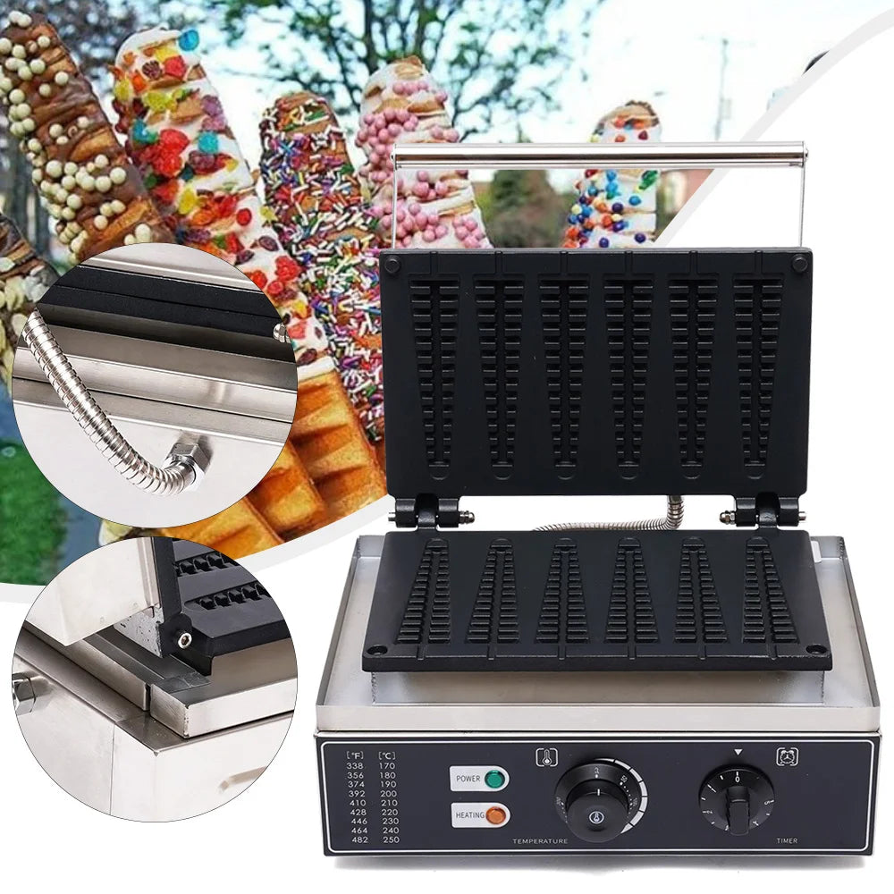 Electric Waffle Maker, 6 Slots Non-stick 110V US Standard Plug Waffle Machine for Household Dessert Baking