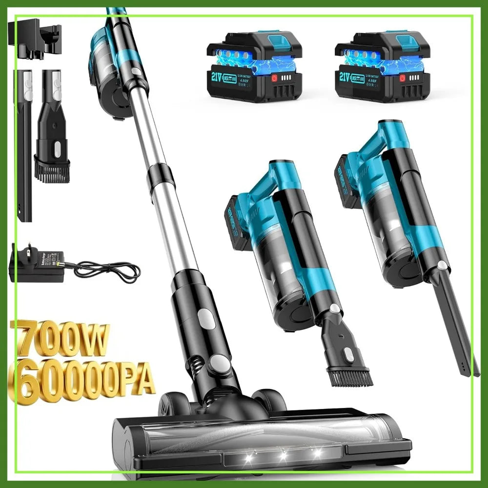 700W Cordless Vacuum Cleaner 8000mAh, Brushless Stick Vacuum 3 Modes 6-in-1 for Pet Hair Hardwood Floor