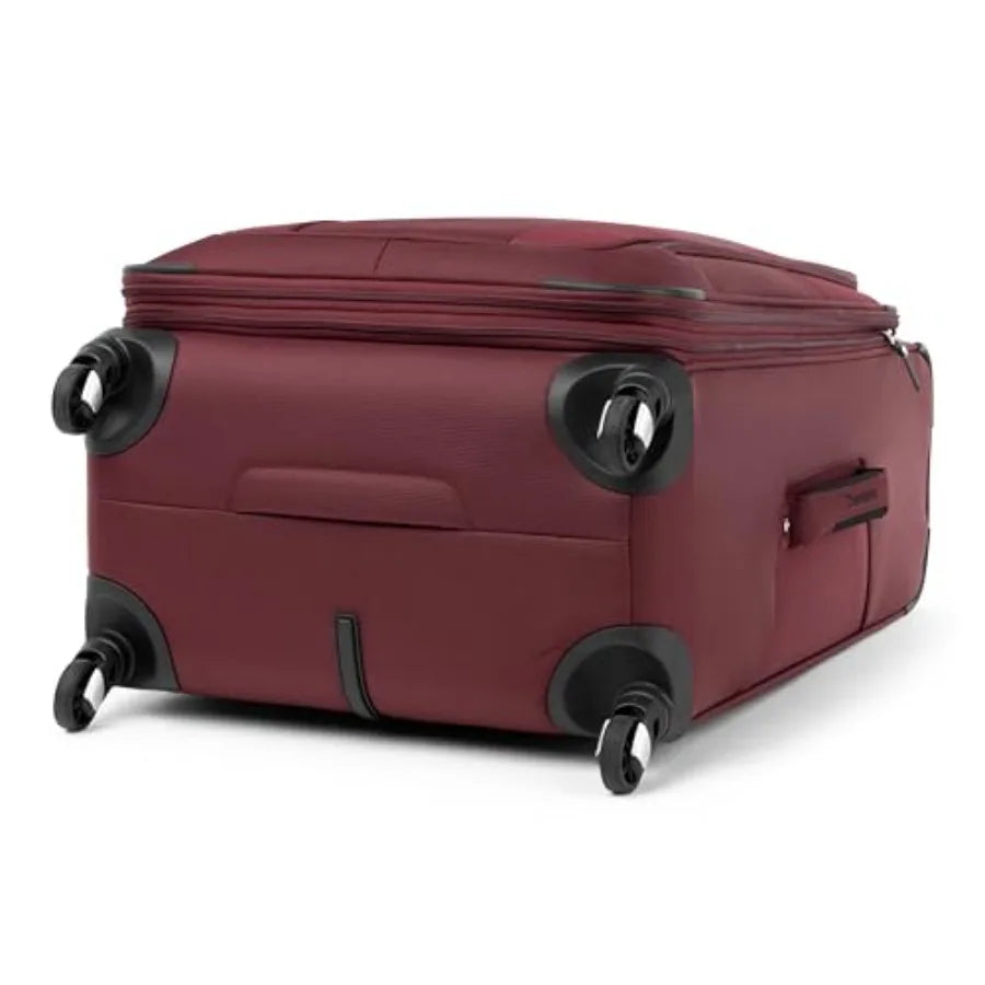Maxlite 5 Softside Expandable Luggage with 4 Spinner Wheels Lightweight Suitcase for Men and Women Burgundy Checked-Medium 25-I