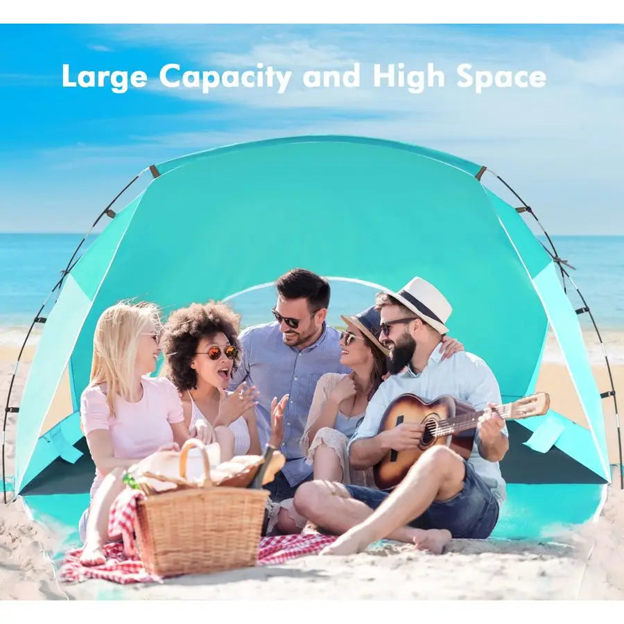 Tent, Portable Sun Shelter for 2 3 4 68 Person with UPF 50 UV Protection, Easy Setup Waterproof Beach Shade Canopy Cabana for Fa