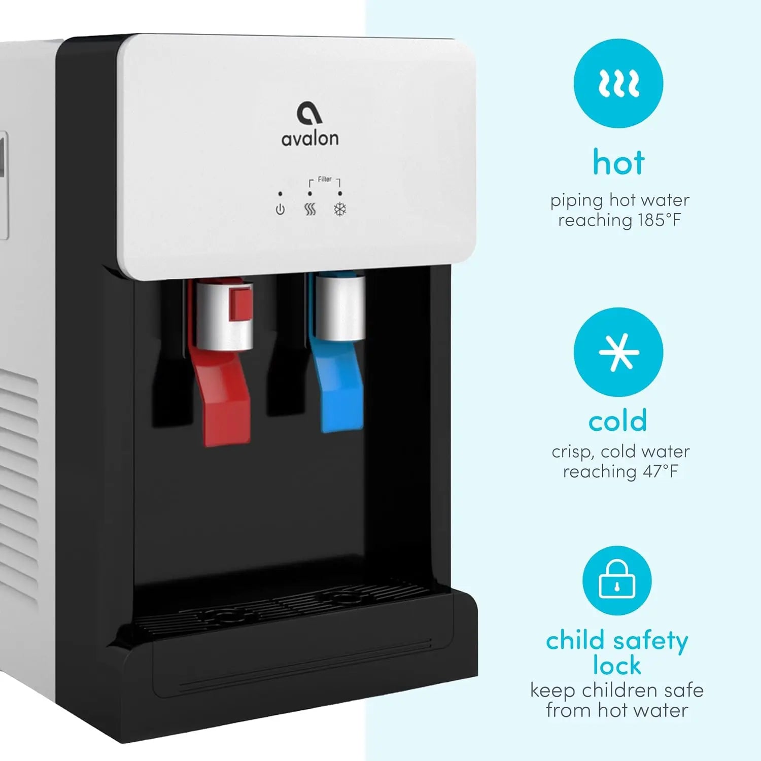 Countertop Bottleless Water Cooler Dispenser with 2-Stage Filters and Installation Kit, NSF Certified, UL Listed, White