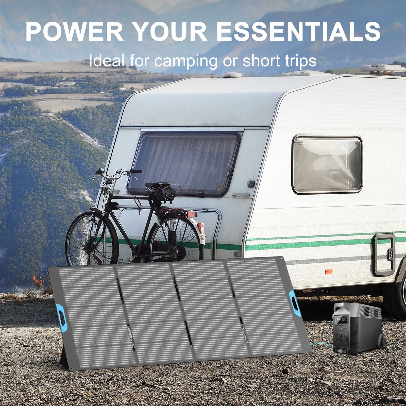 E-POWO Portable Monocrystalline Solar Panel Foldable ETFE Solar Charger Efficiency Waterproof for Power Station Camping Hiking