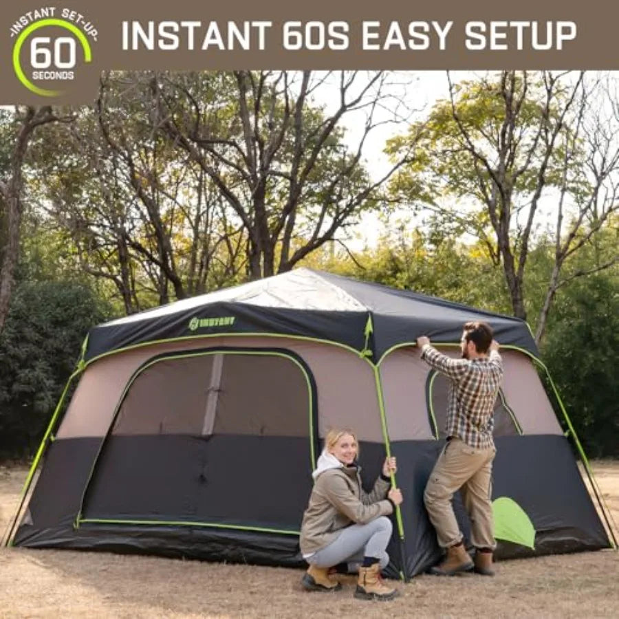 8 Person Instant Tent, Waterproof Pop Up Tents for Camping with Rainfly, 60 Seconds Easy Setup, Automatic Cabin Tent for Family
