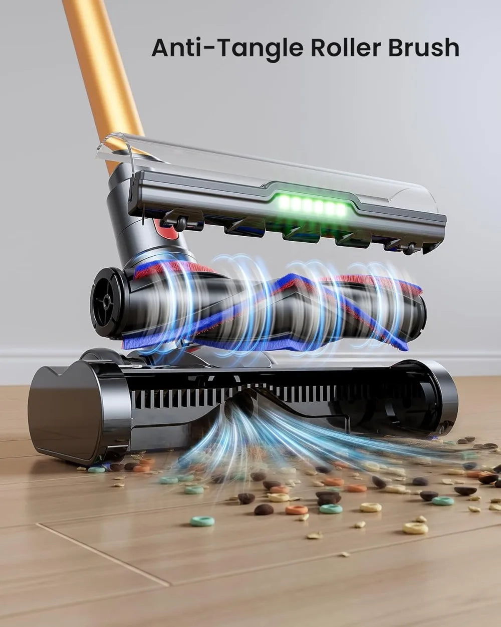 650W 55Kpa 70Mins Cordless Vacuum Cleaner with Hurricane Mode, 1.8L Cup, Anti-Tangle, Self-Standing for Home Pet Hair Carpets