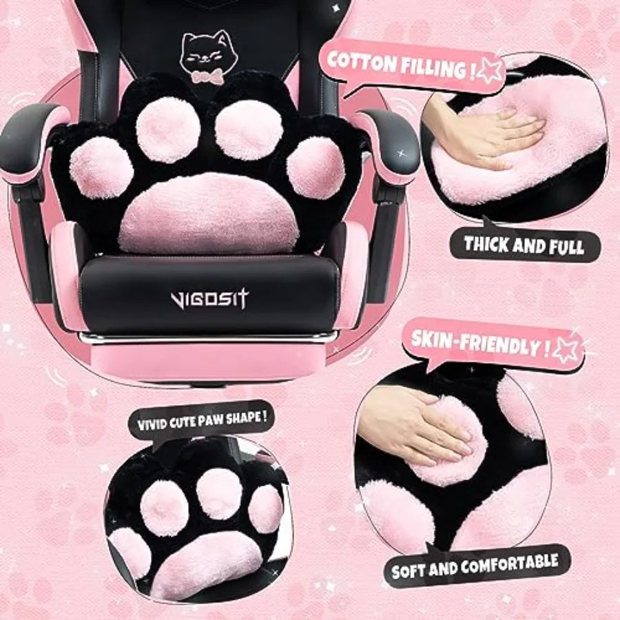 Cat Ears PU Leather Gaming Chair Ergonomic Adjustable Office Desk Computer Chairs for Gamers Adults 360 Degree Swivel Recliner