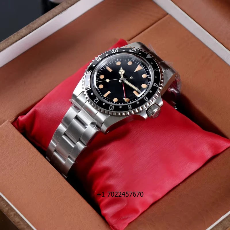 Custom LOGO Name NH34 Watch Luxury Vintage NH34Dial Mechanical Automatic Movement Waterproof Stainless Steel Wristwatch for Man