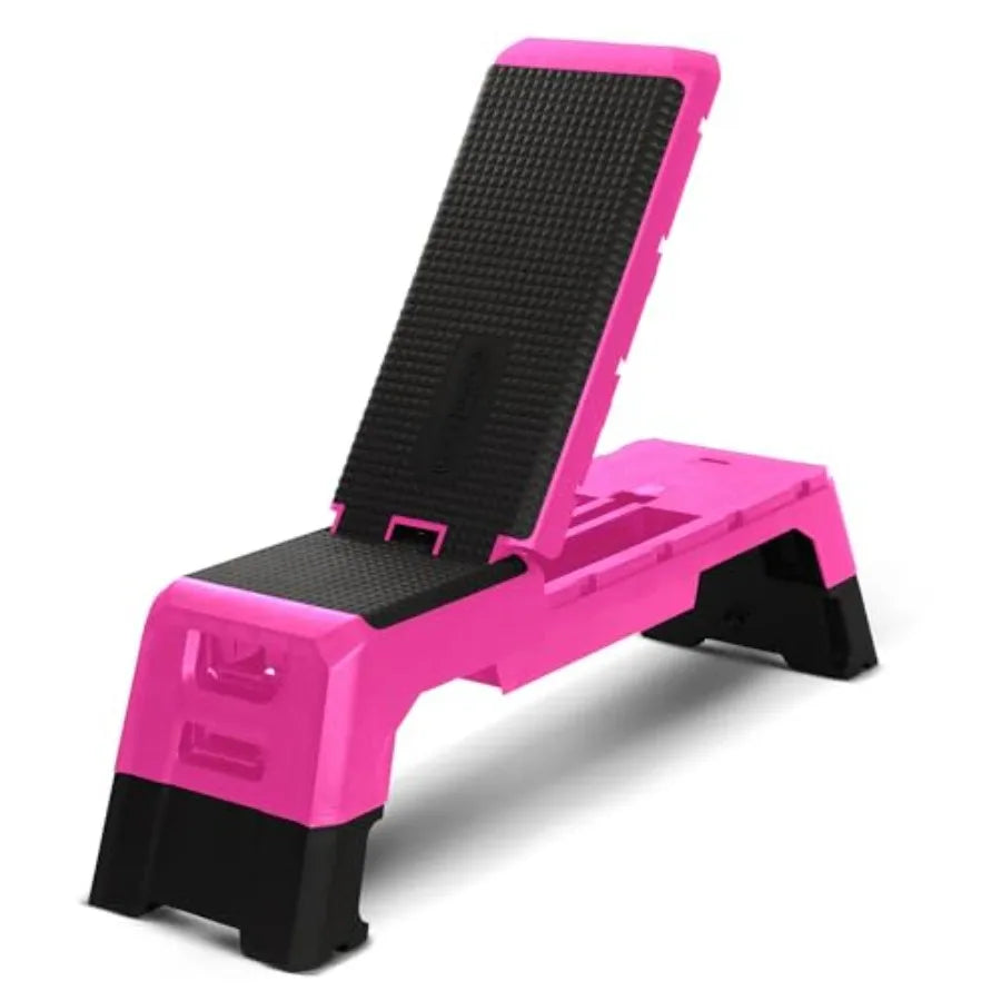 Compact Portable Aerobic Step Platform Exercise Fitness Equipment Cardio Stepper with Adjustable Height for Home Gym in Black a