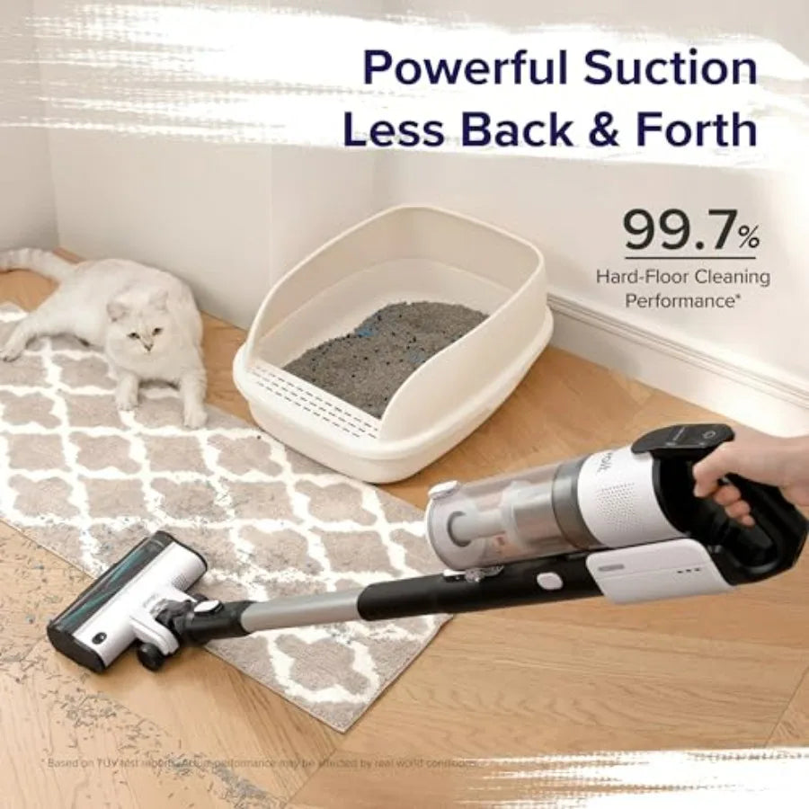 Cordless Stick Vacuum Cleaner with Tangle-Resistant Brush 50-Minute Runtime Powerful Suction Rechargeable Lightweight Design fo