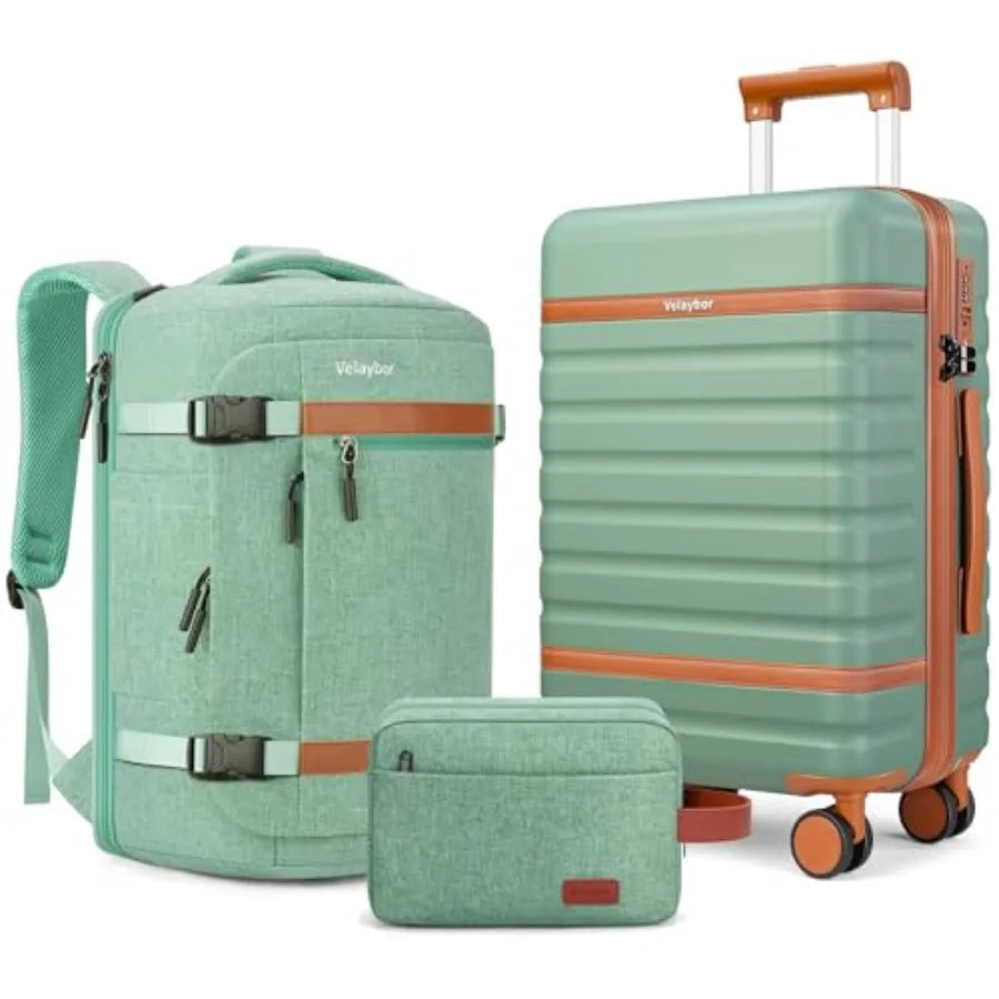 Luggage Sets 3 Pcs with Spinner Wheels, Lightweight PC Hardside Suitcase with TSA Lock and YKK Zippers, 20 Inch Carry On Luggag