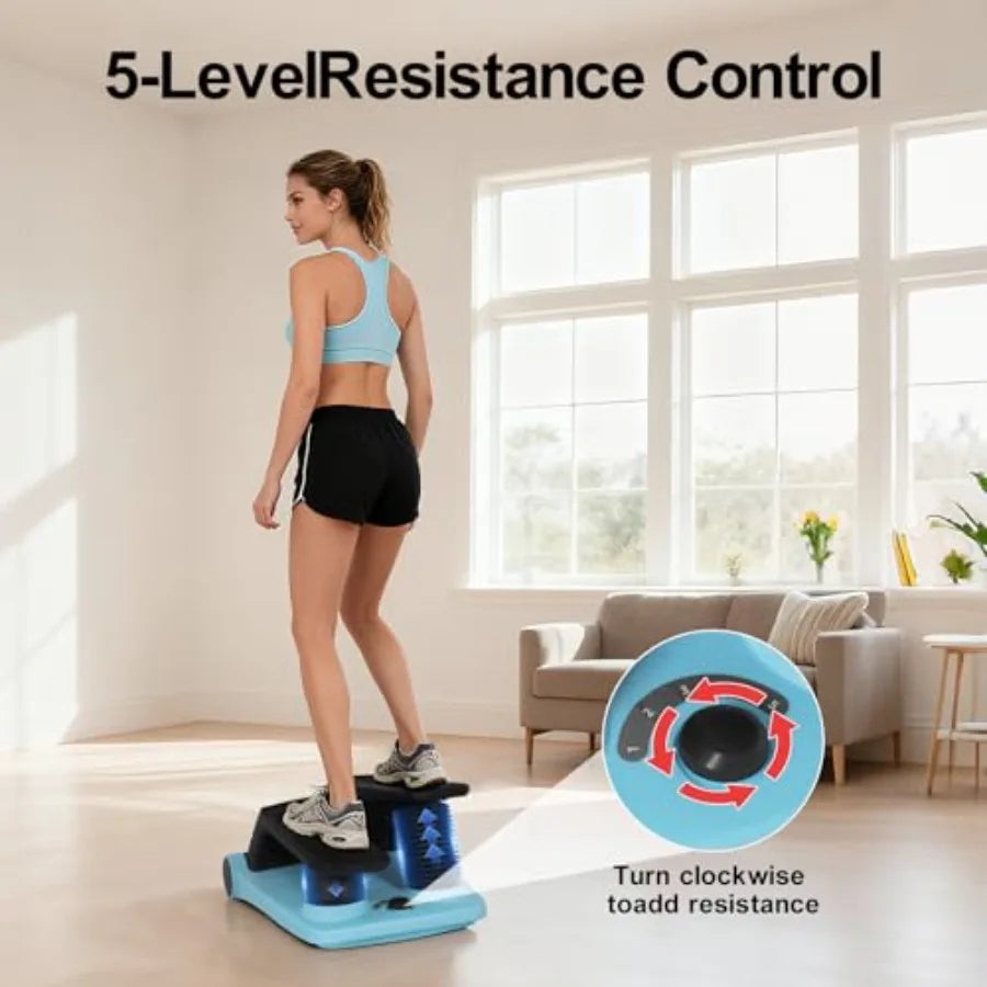 Air Stepper with Resistance Band Adjustable Step Resistance LCD Display Stair Stepper for Home Gym Cardio Workout Anti-Slip Ped