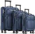 3-Piece Softside Expandable Lightweight Durable Suitcase Set with Double Spinner Wheels and TSA Lock in Blue (20in/24in/28in)