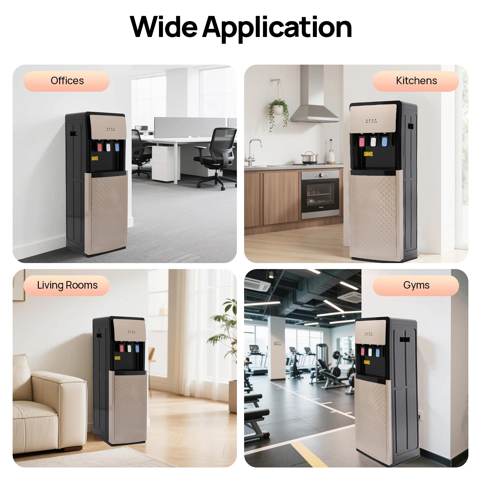 Modern Bottom Loading Hot/Cold Water Dispenser, Energy-Saving Triple Temp Dispenser, Easy Bottle Change for Home Office Kitchen