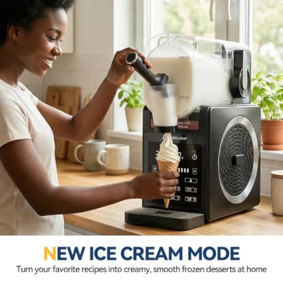 Slushie Machine with Soft Serve Ice Cream Mode Slushy Maker for Home Frozen Drink Maker with 7 Presets Auto Rinse Low-Sugar and