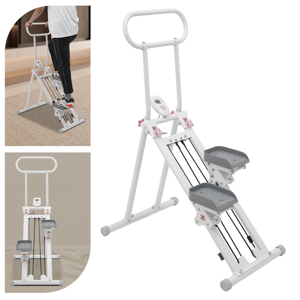 Foldable Adjustable Height Stair Stepper 300lbs Capacity Low Noise 20dB LCD Screen Home Gym Fitness Machine with Anti-Slip Pedal