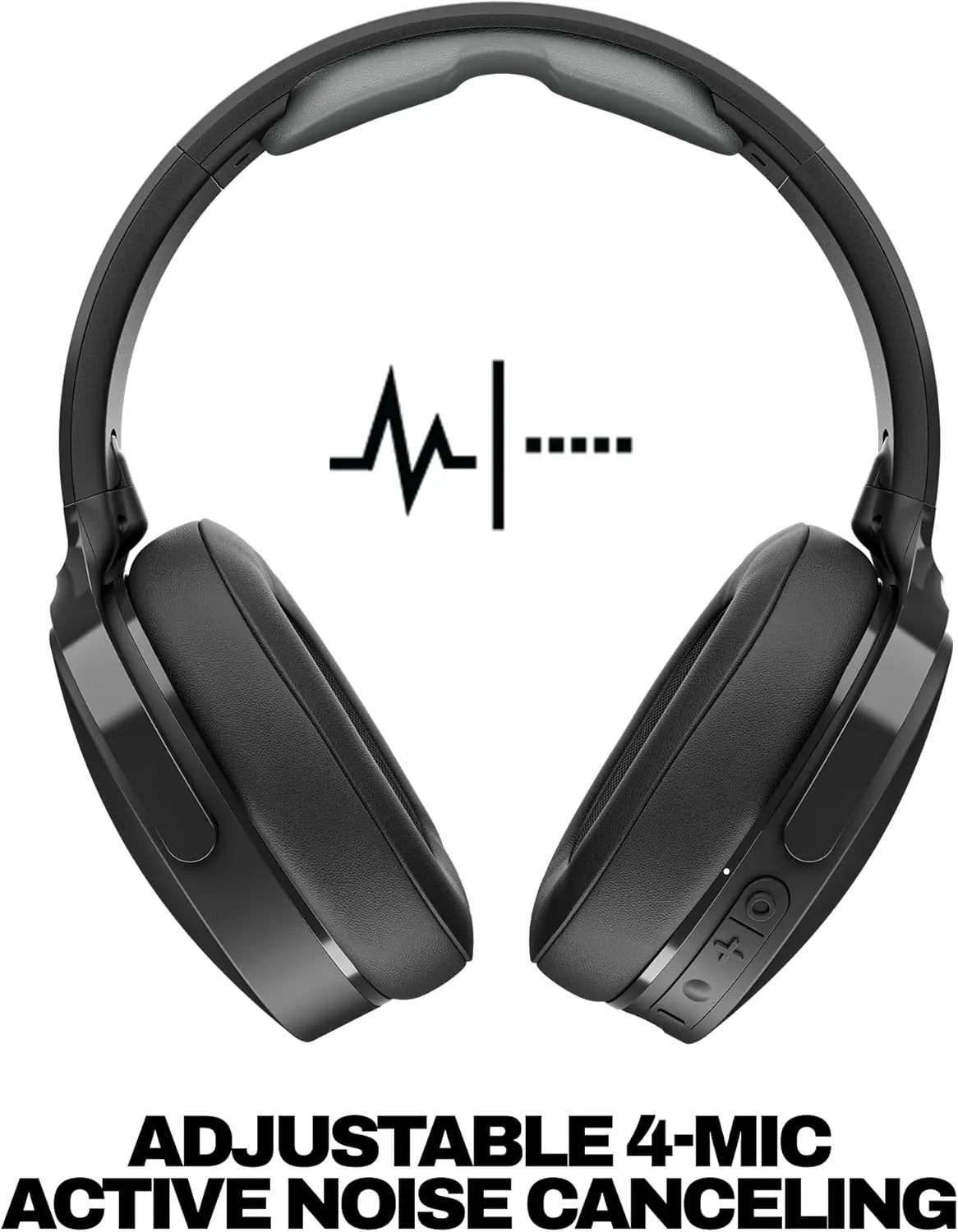Wireless Over-Ear Bluetooth Headphones with Active Noise Cancelling, 22 Hrs Battery, Foldable Lightweight Design - True Black