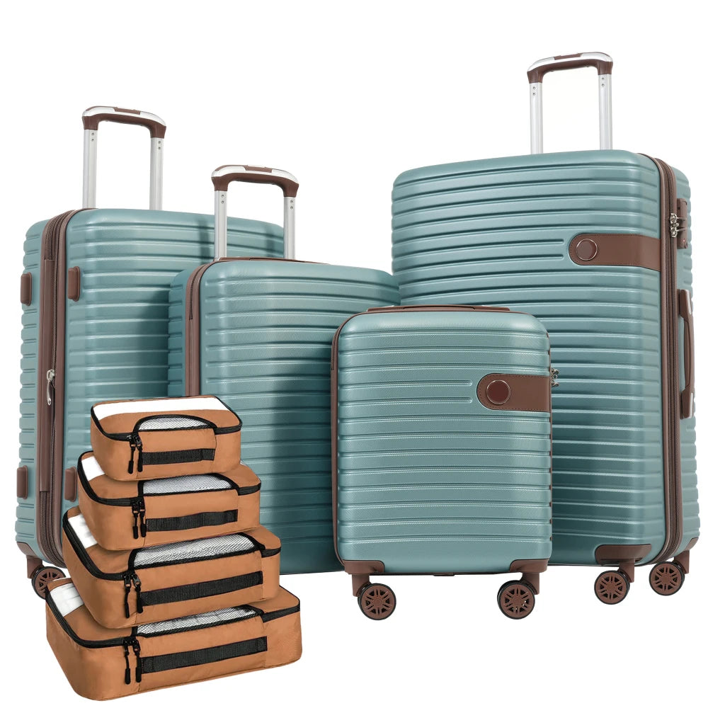 Suitcase Set, ABS Hard Shell Lightweight Expandable Travel Luggage with 4 Packing Cubes, TSA Lock, Spinner Wheels (16/20/24/28)