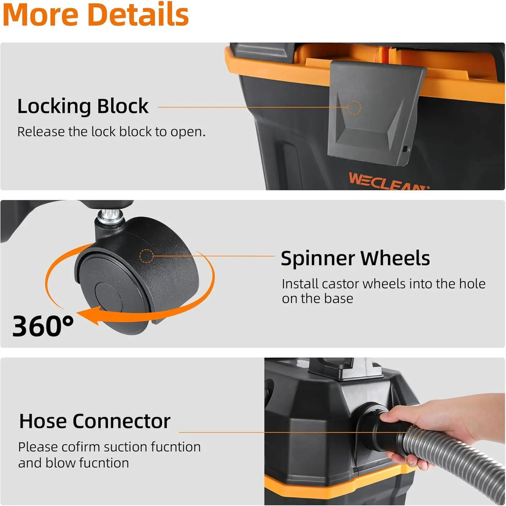 4 Gallon 5.5 HP Commercial Wet Dry Vacuum Cleaner with Blower for Outdoor Patio and Construction