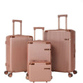 4-piece hard luggage set for travel: polycarbonate, black, 360 dual-rotating wheels, TSA password lock, ultra-lightweight and p